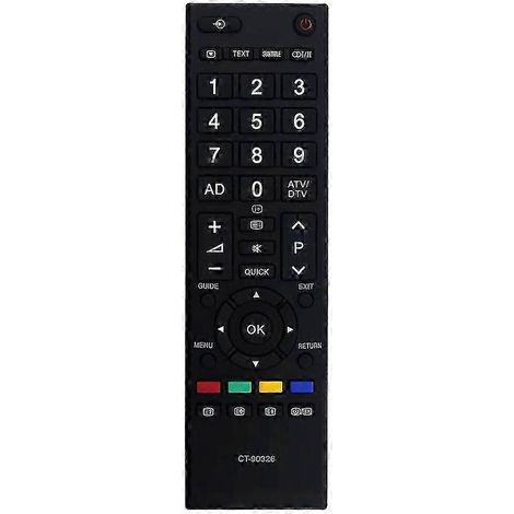 Télécommande de remplacement CT-90326 pour téléviseurs Toshiba CT-90380, CT-90336 et CT-90351 (LCD, LED, 3D, HDTV, Smart TV). (1/5)