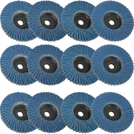 75mm 40/60/80/120 Grit Flap Discs for Metal, Steel, Wood, 3" Angle Grinder, Blue (Pack of 12) (1/5)
