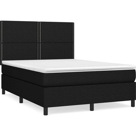Sommier à lattes de lit avec matelas Noir 140x190 Tissu (1/5)
