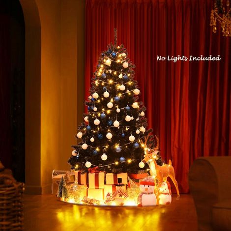 Sapin de Noël noir 6 pieds en PVC avec 1036 branches, structure articulée et pied métallique stable pour maison et jardin (1/5)