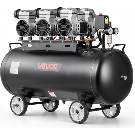 Compresseur à Air 100 L Réservoir Compresseur d'Air sans Huile 3 kW pour Réparation Automobile, Gonflage Pneus, Peinture Pistolet, Clouage Bois, 198 L/min à 6,2 bar, Max. 8 bar, Portatif Mobile (1/5)