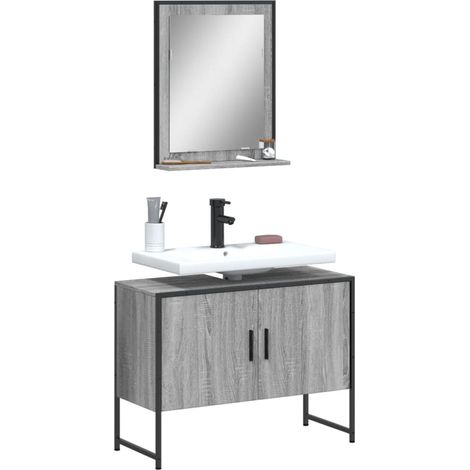 vidaXL Ensemble d'armoires de salle de bain 2 pcs sonoma gris (1/5)