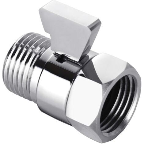 (Chrome)Vanne de régulation du débit d'eau, vanne d'arrêt en nickel brossé pour douche à main, vanne d'arrêt à pression d'eau réglable, connexion standard en laiton G1/2 (1/5)