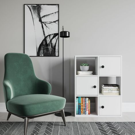 Decorotika Tilton Standard Biblothèque Bookshelf Etager Display Unit With Three Doors And Three Open Shelves - Blanc / Blanc (1/3)