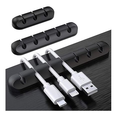 Clips Câble Organisateur Bureau, Lot de 3 Support de Câble, Organisateur de Cordon, Gestion des Cables, Câble Rangement pour USB Câbles de Chargeur/Souris/Écouteur/PC (1/5)