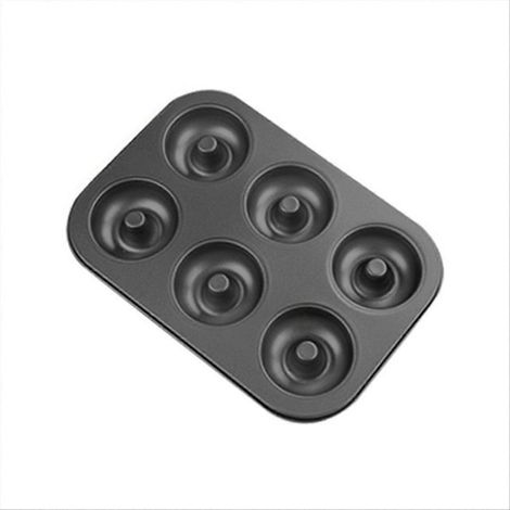 Donutform mit Löchern für Kuchen, Schokoladengebäck und hausgemachte Desserts, 6 Mulden, schwarz (1/5)