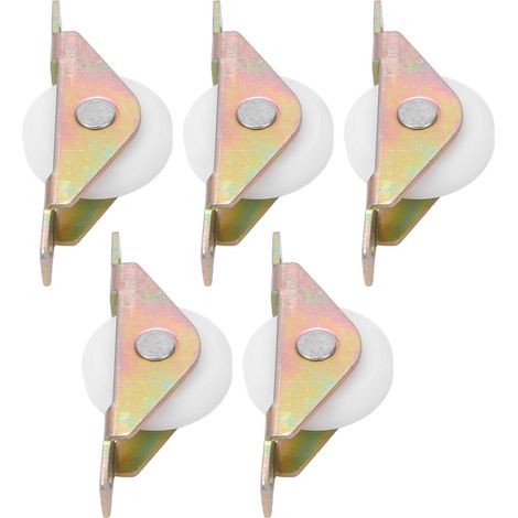 Lot de 5 roulettes à gorge simple en PP et acier inoxydable 30mm pour porte coulissante et meuble, glissement silencieux et facile (1/5)