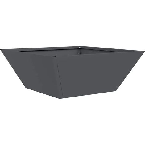 Cache-pot trapézoïdal moderne extérieur balcon jardin 40 x 40 x 15 cm en acier anthracite (1/4)