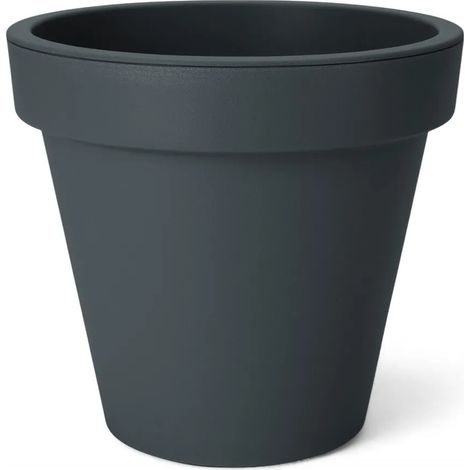 Pot de fleurs rond Spetebo XS en plastique - 25 cm/Anthracite - Convient pour l'intérieur et l'extérieur - Pot de jardin (1/5)