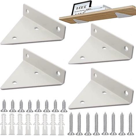 Set mit 4 Wandregalhalterungen, dreieckigen Wandhalterungen, verstärkten dekorativen Regalhalterungen mit Schrauben für Zuhause und Büro (1/5)