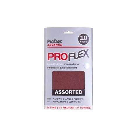 ProDec ProFlex Assorted Sandpaper - 10 Sheets Half Size (230mm x 140mm)