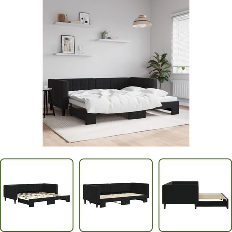 vidaXL Sofa-Bett - Tagesbett Ausziehbar Schwarz 90x190 cm Samt (1/5)