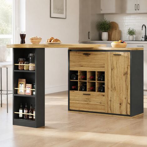 Mesa de comedor extensible de MDF y metal 138-220 x 39 x 105 cm efecto madera (1/5)