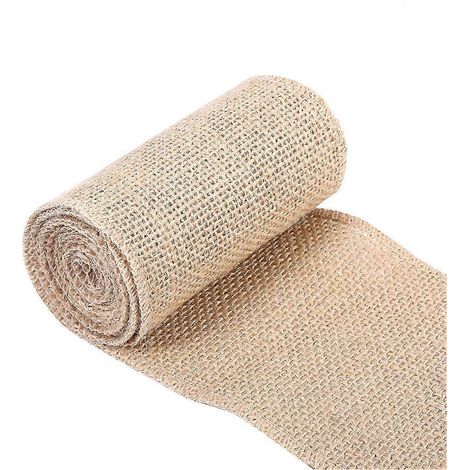 Chemin de table rustique en toile de jute naturelle, ruban de jute, pour décoration intérieure, mariage ou fête, 10 x 200 cm (1/2)
