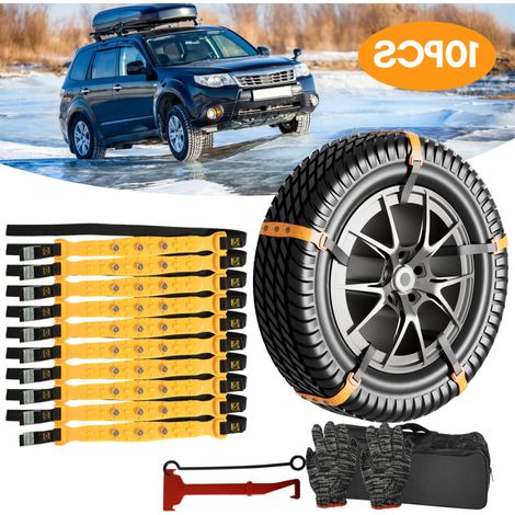 SWANEW 10 pezzi catene da neve auto pesante catena stabile antiscivolo partenza aiuto ghiaccio neve universale (1/5)