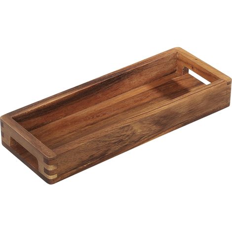 Plateau de Service en Bois d'acacia - Plateau avec poignées - Plateau à Petit-déjeuner allongé - Plateau en Bois décoratif - Plateau pour Vaisselle - Bois Dur Issu de Sources durables - 32 (1/5)