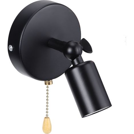 Applique murale vintage E26/E27 avec tête orientable pour table de chevet ou bureau, 85-245 V, ampoule non incluse, couleur noire (1/5)
