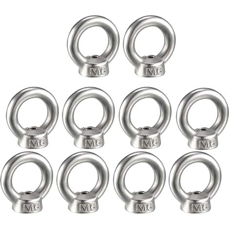 Eye Nut M6 - 304 Stainless Steel Lifting Ring with Male Thread - For Machinery Lifting Applications - 10 Pieces