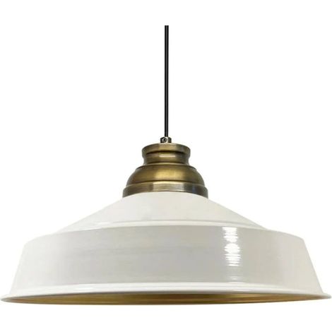 Handbemalte Industrielle Hängeleuchte aus Weiß Metall – Vintage-Kronleuchter E27 Ø41 cm für Wohnzimmer, Schlafzimmer Oder Esszimmer (1/5)