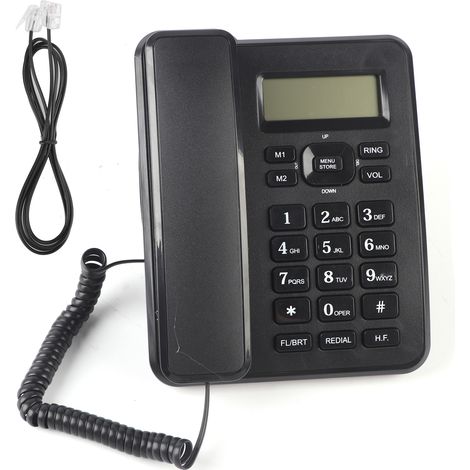 Telephone Fixe - Affichage Identifiant Appelant DTMF FSK - Bureau Domicile - LCD Réglable 5 Niveaux - 16 Sonneries - Alarme 3 Fonctions - Mémoire Double Liaison 10 Groupes - 1 Unité
