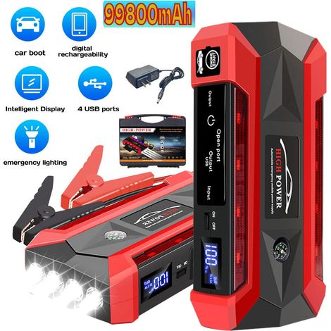 【YD】Démarreur de voiture portable avec booster et batterie externe 99800 mAh (1/5)