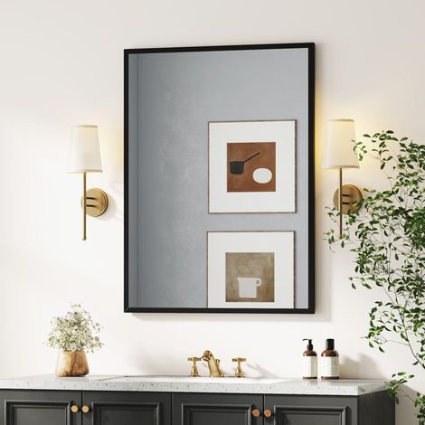 Miroir mural, 76,2 x 101,6 cm, miroir décoratif à suspendre, montage facile, vis incluses. (1/5)