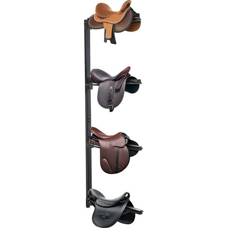 Soporte de pared para sillas de montar, acero al carbono de alta resistencia, diseño de 4 niveles, compatible con varios tipos de sillas de montar, construcción robusta, incluye accesorios de instalac (1/5)