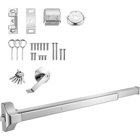 Mophorn Barre de sortie de secours avec mécanisme anti-panique, 1045 mm, en acier inoxydable, adaptée aux portes en métal ou en bois de 1045 mm à 1549 mm, équipée d'une poignée à levier et de 6 clés (1/2)