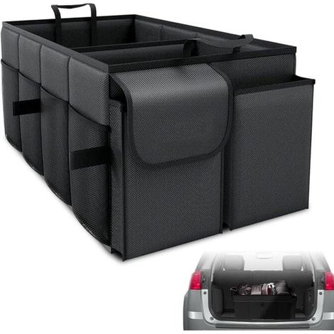 Organisateur de siège auto - Organisateur de coffre - Pliable - Grande capacité - Accessoires auto - Noir - Polyester - 56 × 33 × 28 cm (1/5)