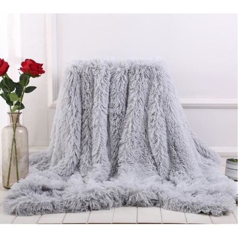 1 pièce Couverture polaire, super douce et moelleuse, gris clair, 130 x 160 cm, pour canapé, lit ou voyage