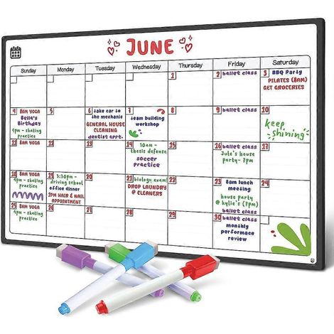 Calendrier magnétique pour réfrigérateur - Tableau blanc - Restez organisé(e) - Décoration intérieure
