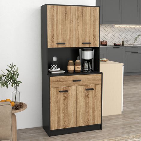 Armoire de cuisine Buffet meuble de rangement. 2 placards 4 portes 1 tiroir. passe-câbles 80L x 40P x 180H cm