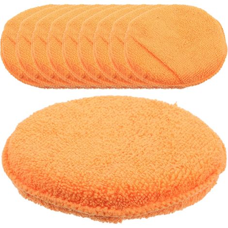 10 éponges cire véhicule 5" orange, microfibre haute densité, cirage/polissage entretien auto (1/5)