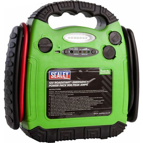 Sealey RS1312HV RoadStart Emergency Power Pack 12V 900 Peak Amps Hi-Vis Green