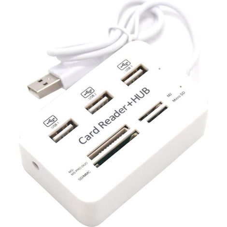 7 en 1 portable multifonction 3 port USB HUB 2.0 splitter combo lecteur carte support TF M2 carte SDHC lecture écriture (1/4)