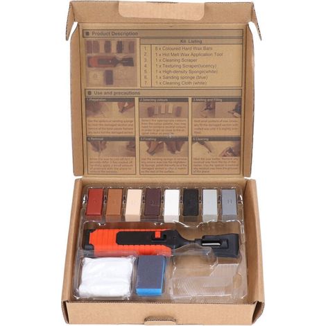 Kit de Réparation de Carrelage, Stylo Chauffant électrique pour Réparation de Carrelage, Ensemble de Blocs de Cire avec 8 Blocs de Cire, Outils de Réparation de Fissures (1/4)