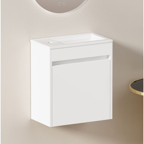 Mueble baño 46 cm con almacenaje MDF blanco OKMYHOME (1/5)
