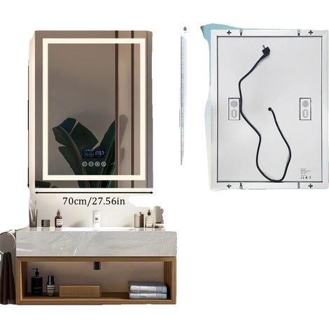 Miroir de Salle de Bain, Haut-Parleur Bluetooth, Fonction Anti-Buée, 700x900mm (1/2)