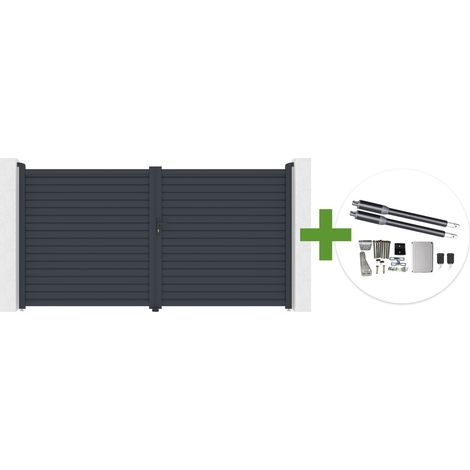 CALANCIA 3,5 m H. 180 cm Drehtor, graues Aluminium + RANGER B150 Motor