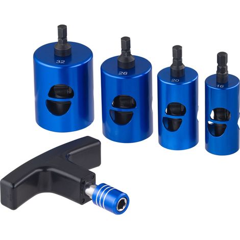 Nt Noyon & Thiebault – Coffret de 4 ébavureurs pour tube multicouche – Poignée ergonomique à cliquet – Diamètres 16-20-26-32 mm – Résultat net rapide