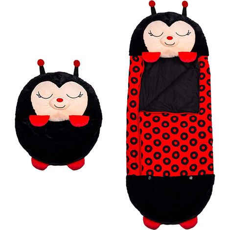 Pyjama Sac de Couchage Enfant 126x43cm avec Capuche - Coccinelle Noire, Anti-Infraction (1/5)