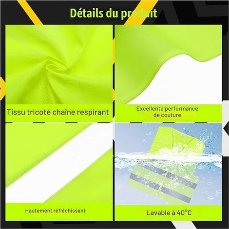 Gilet De Sécurité Réfléchissant Chantier, Gilet De Sécurité Gilet Fluo Assainissement Patrouille pour Conducteurs Travailleurs (1/3)