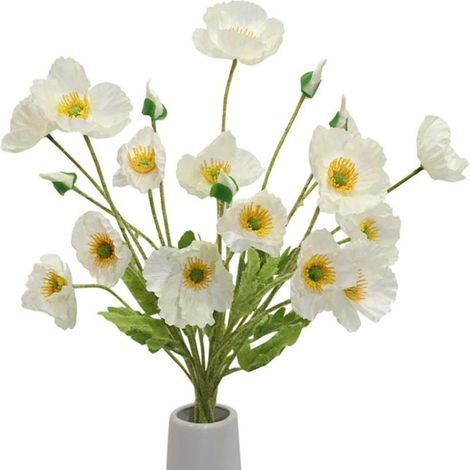 Set mit 5 künstlichen Seidenmohnblumen mit Stielen, für Wohndekoration, Blumensträuße und Tischdekoration. Seidenblumenarrangements für Hochzeiten und Feiern. (1/5)