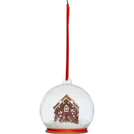 Déco Sapin Boule de Noël D 8 cm Maison et Billes de Neige - Feeric Christmas