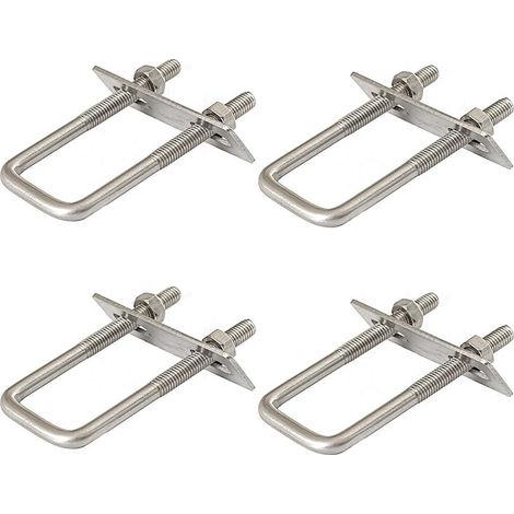 Lot de 4 étriers en U avec filetage, vis en U M8 60 x 120 mm, vis à étrier en acier inoxydable 304, étrier en U avec écrous et plaque de cadre, pour remorquage, voitures et navires, réparation