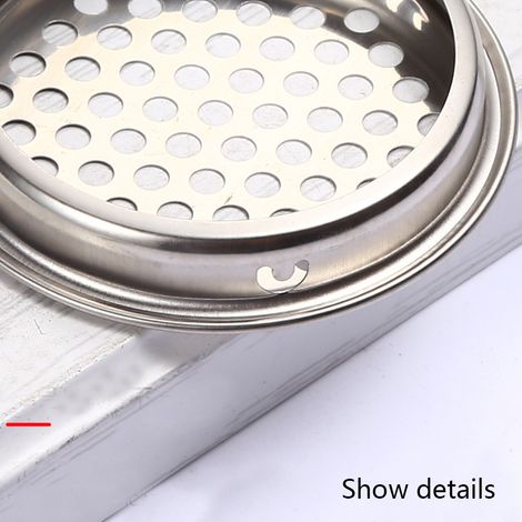 5 fentes d'aération en acier inoxydable, trous en maille ronde de couleur argentée, ventilation apparente pour cuisine, salle de bain, placard (53 mm)