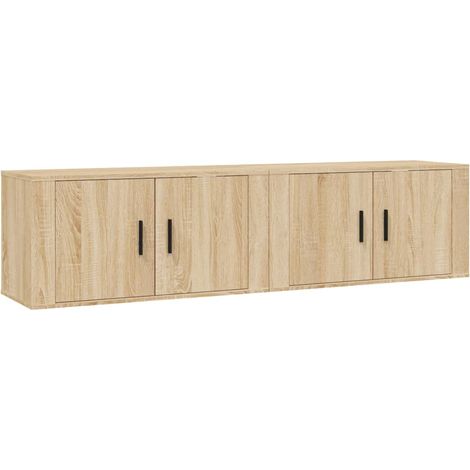 Meubles TV Muraux Suspendus Rangement Salon Bois d'Ingénierie Chêne Sonoma Lot de 2, 33.6kg (1/5)
