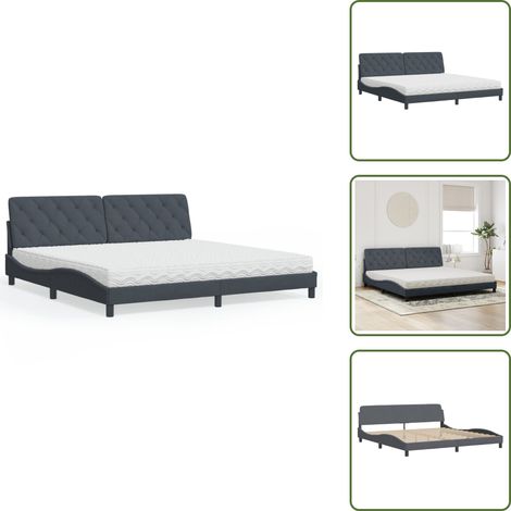 Schlafzimmermöbel - vidaXL Bett mit Matratze Dunkelgrau 200x200 cm Samt - Schlafkomfort (1/5)