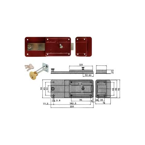 FERROGLIETTO CON CATENACCIO 6 MANDATE SCROCCO CILINDRO STACCATO 55071  mm.50 (55071501)    CISA