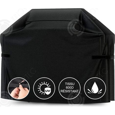 Housse barbecue 145x61x117cm bache barbecue tissu oxford 600D imperméable et anti-UV bâche de protection pour BBQ grill